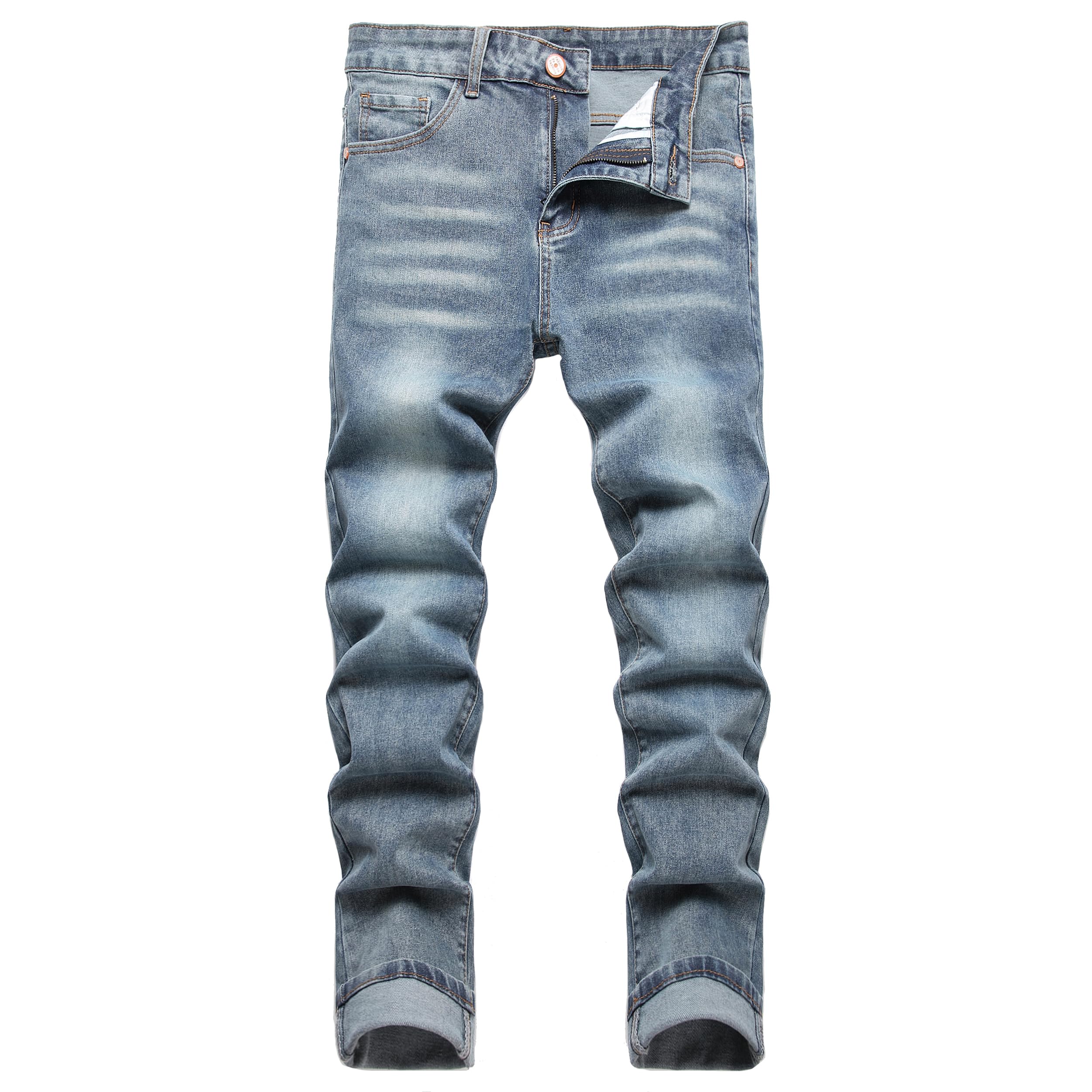 Men's Slim Fit Stretch Jeans Ripped Skinny Jeans for Men, Fashion Straight Leg Comfort Flex Waist Cargo Denim Pants