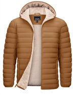 TACVASEN Men's Puffer Jacket Hooded Sherpa Lined Water Resistant Windproof Insulated Jacket Warm Winter Puffy Coat