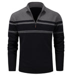 MAGCOMSEN Men's Sweaters 1/4 Zip Cotton Sweater Pullover Polo Sweaters Striped Fall Winter Warm Sweatshirts