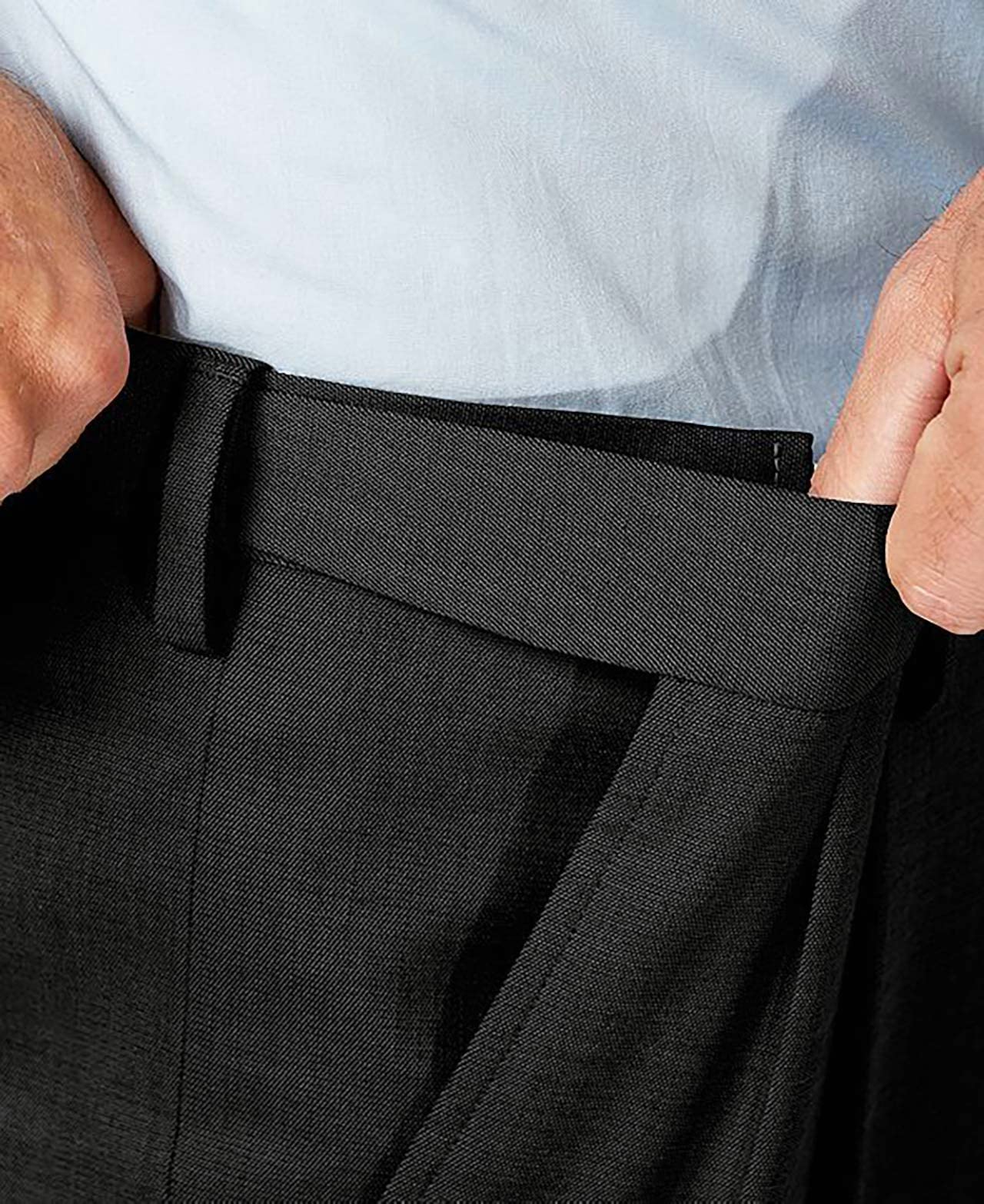 Men's Cozy Hidden Expandable Waist Dress Pants | Premium Stretch Texture Weave Work to Weekend Pants