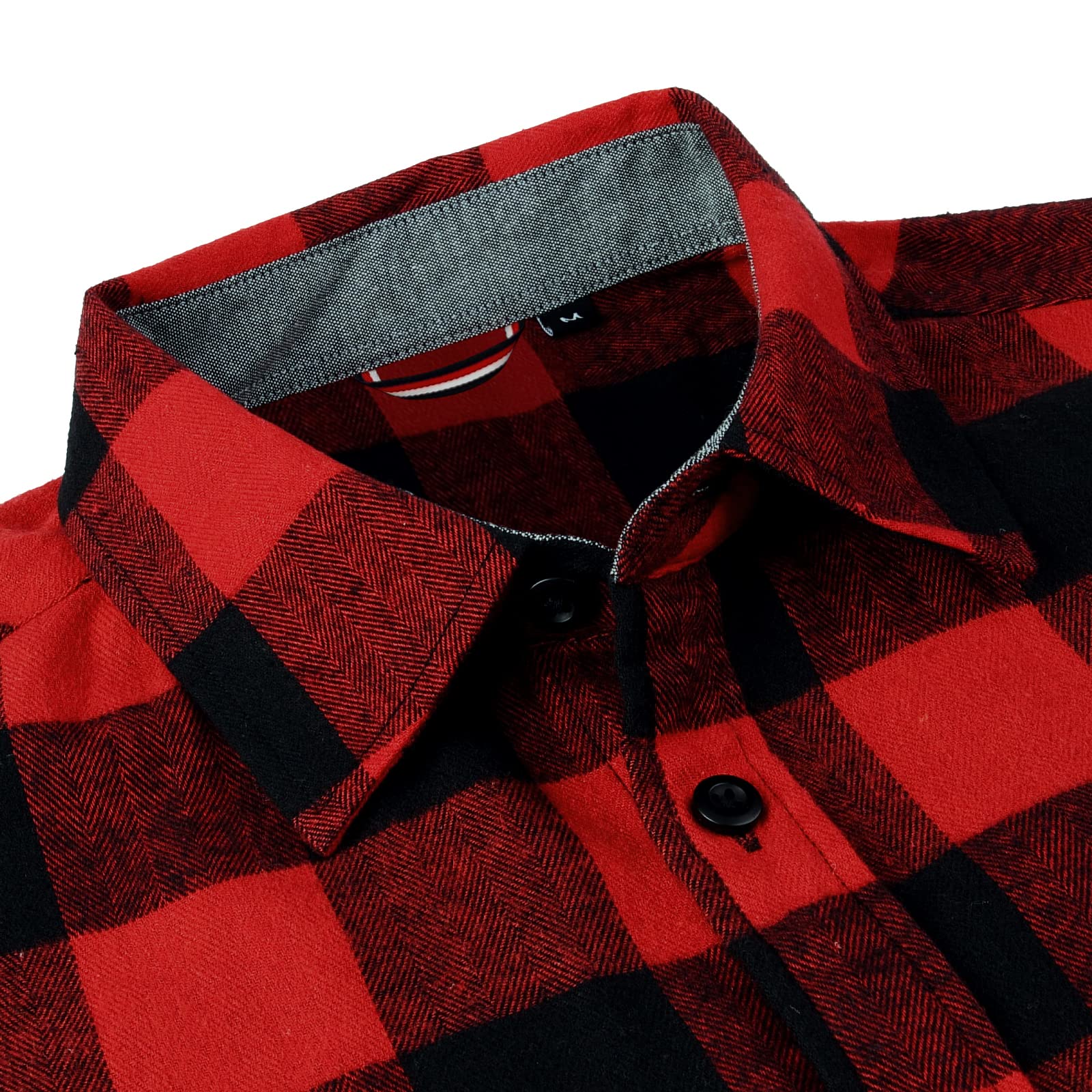 Mens Casual Long Sleeve Flannel Plaid Shirt Regular Fit Button Down with Two Pockets