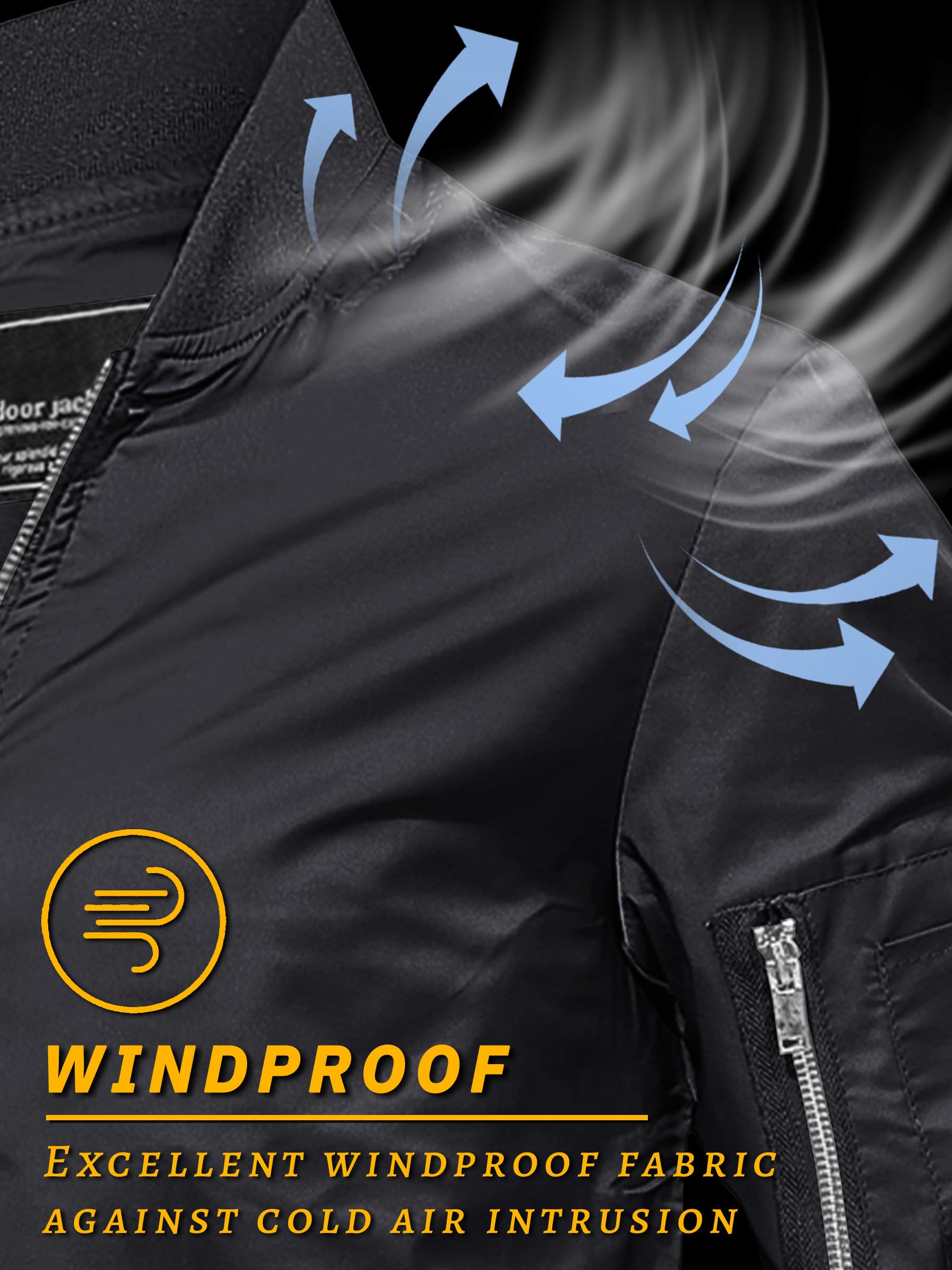 TACVASEN Men's Bomber Jacket Lightweight Casual Spring Fall Windbreaker Zip Up Coat with Pocket