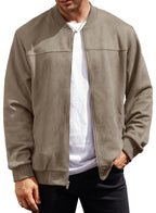 VOGSTART Men’s Bomber Jacket Faux Suede Midweight Casual Full-Zip Flight Coat (S-XXL)