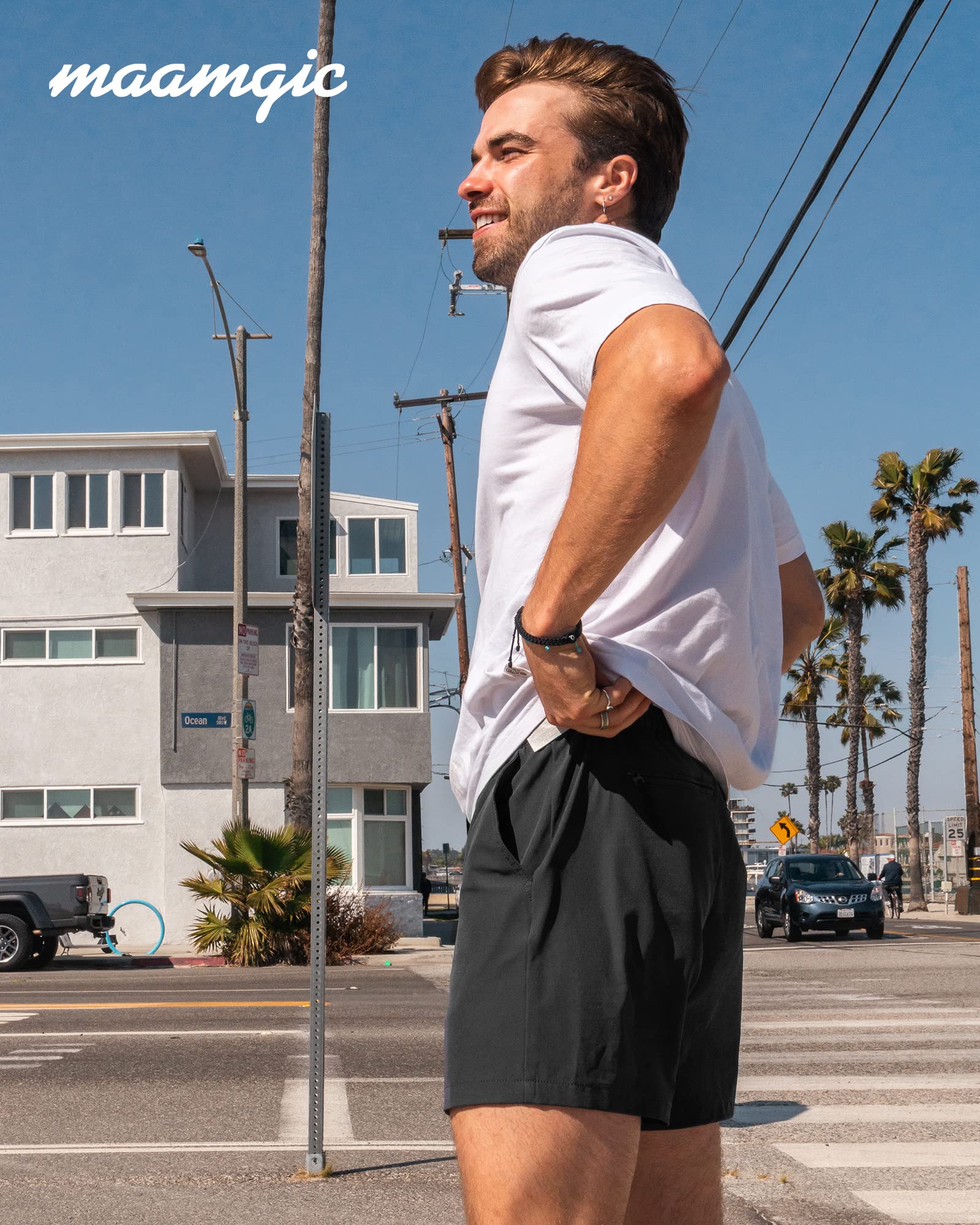 maamgic Men's 5/7 Inch Casual Classic Fit Shorts with Multi-Pocket Quick Dry Sports Shorts