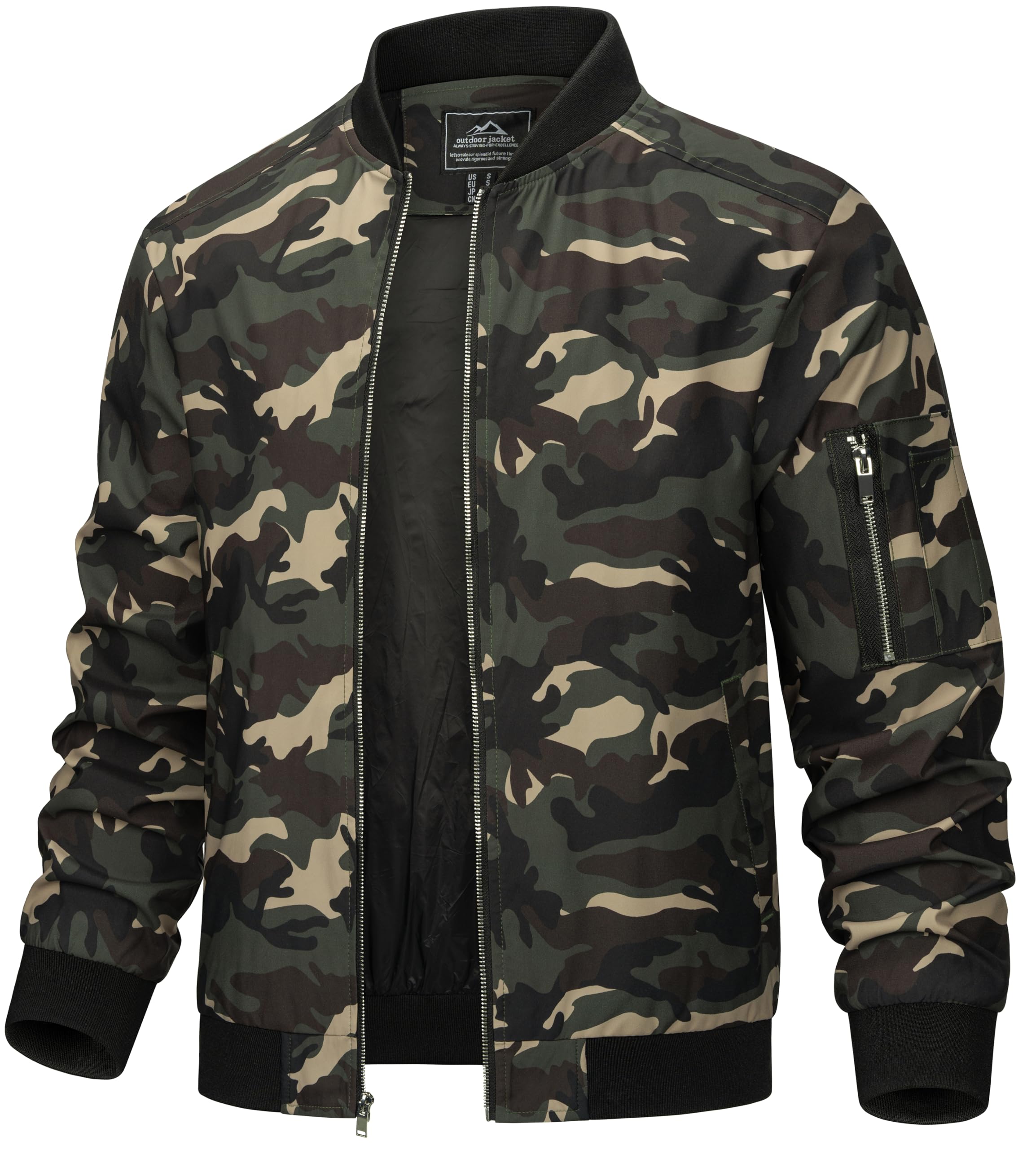 TACVASEN Men's Bomber Jacket Lightweight Casual Spring Fall Windbreaker Zip Up Coat with Pocket