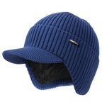 Wmcaps Winter Beanie with Brim and Ear Flaps, Outdoor Warm Fleece Lined Knit Hat Stocking Caps for Men Women