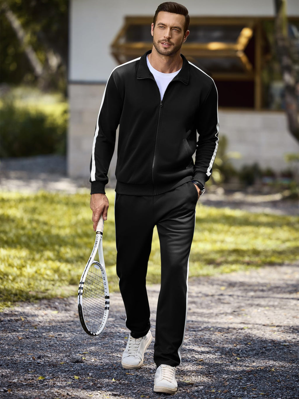 JMIERR Men's Track Suits Sweatsuits 2 Piece Full Zip Sports Outfits Set Sweatshirt and Joggers Sweatpants