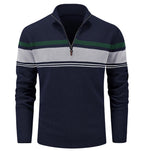 MAGCOMSEN Men's Sweaters 1/4 Zip Cotton Sweater Pullover Polo Sweaters Striped Fall Winter Warm Sweatshirts