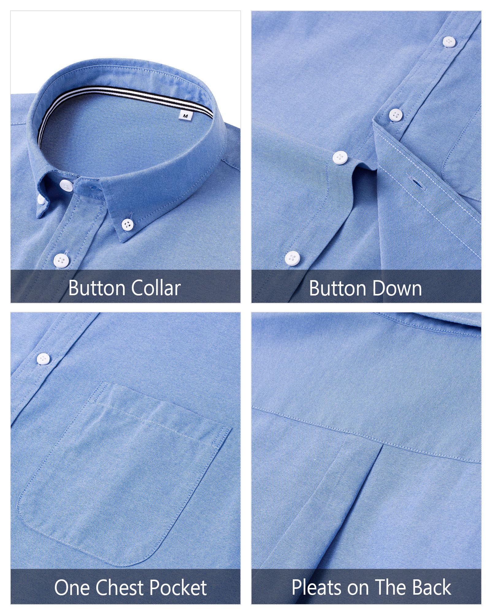 J.VER Men's Oxford Shirt Solid Casual Button Down Collar Shirts Long Sleeve Dress Shirts with Pocket