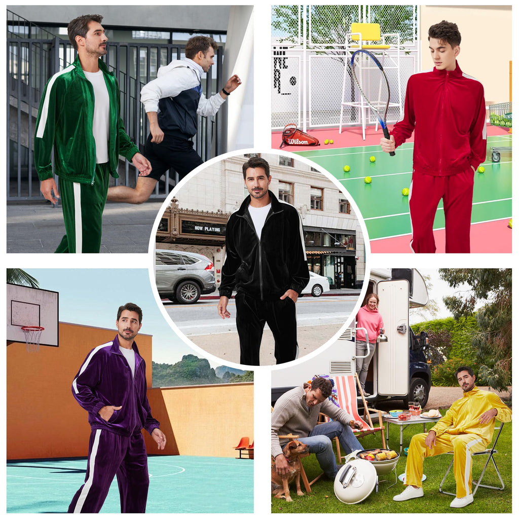 Ragelion Mens Tracksuit 2 Piece Velour Sweatsuit for Men Casual Full Zip Jogging Suit Jacket Pants Set