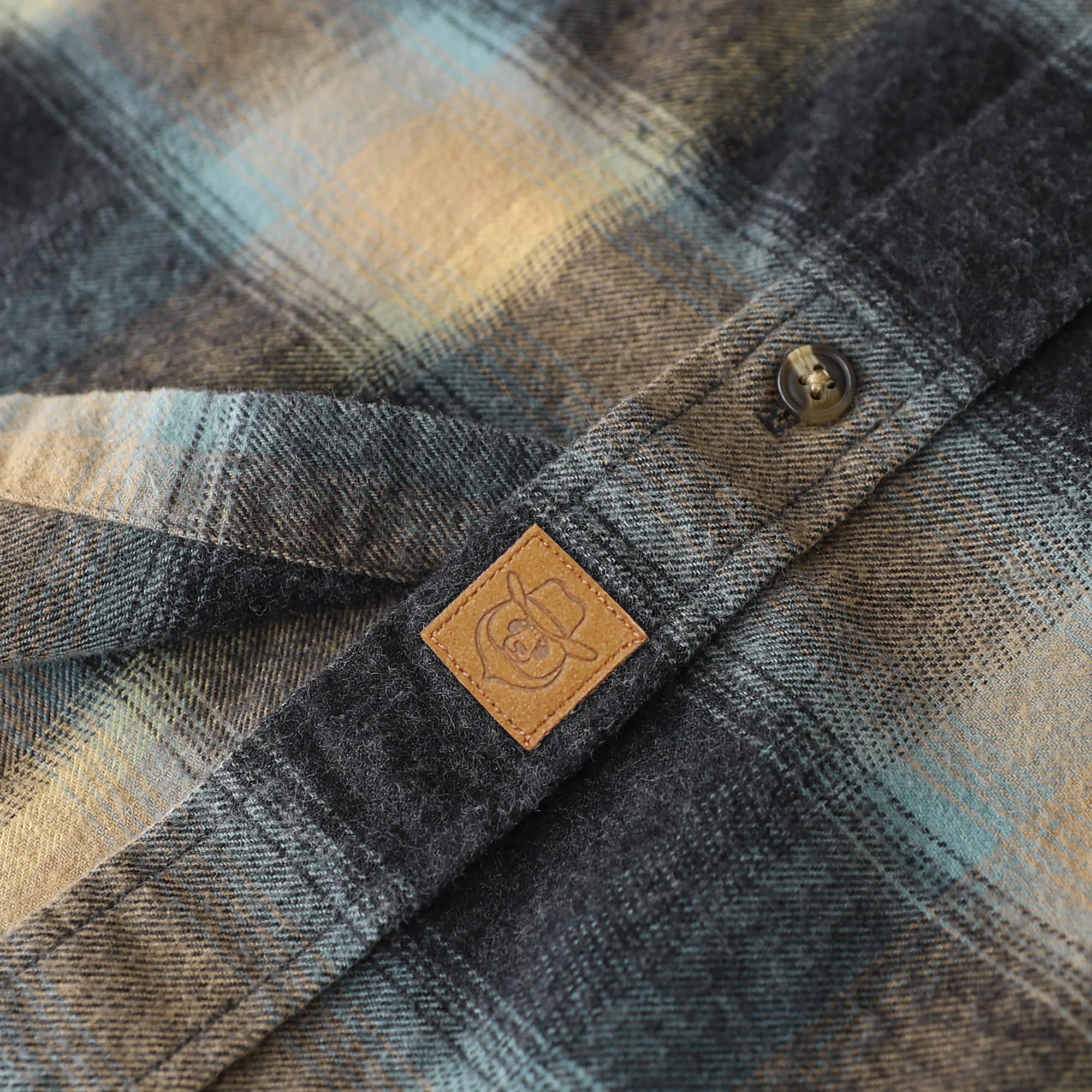 Dubinik® Mens Flannel Shirt Long Sleeve Button Down Plaid All Cotton Soft Brushed Flannel Shirt for Men Utility Casual Shirt