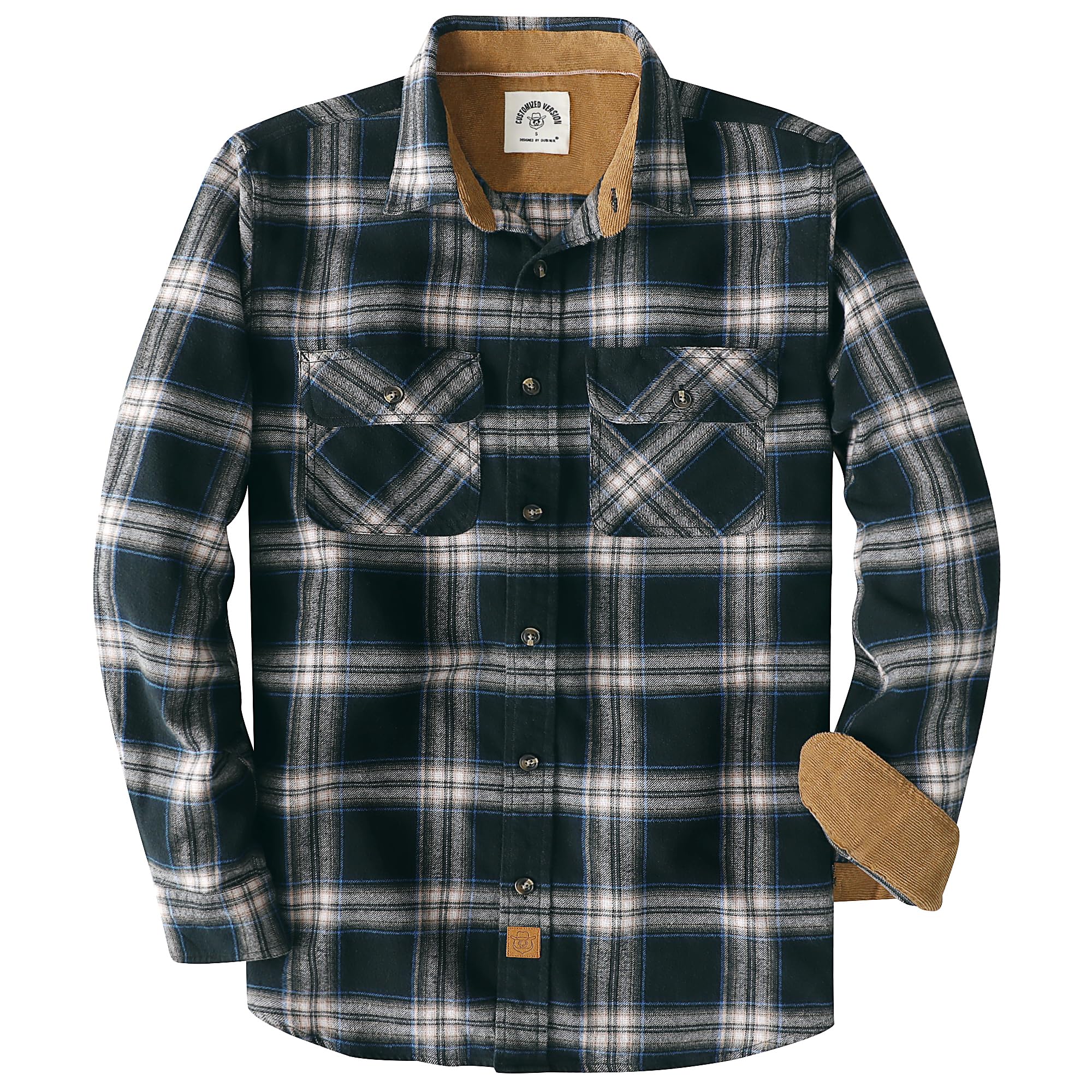 Dubinik® Mens Flannel Shirt Long Sleeve Button Down Plaid All Cotton Soft Brushed Flannel Shirt for Men Utility Casual Shirt