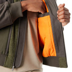 BASS OUTDOOR mens Hero Mix Media Zip Up Front Bomber Jacket With Sleeve Pocket Standard