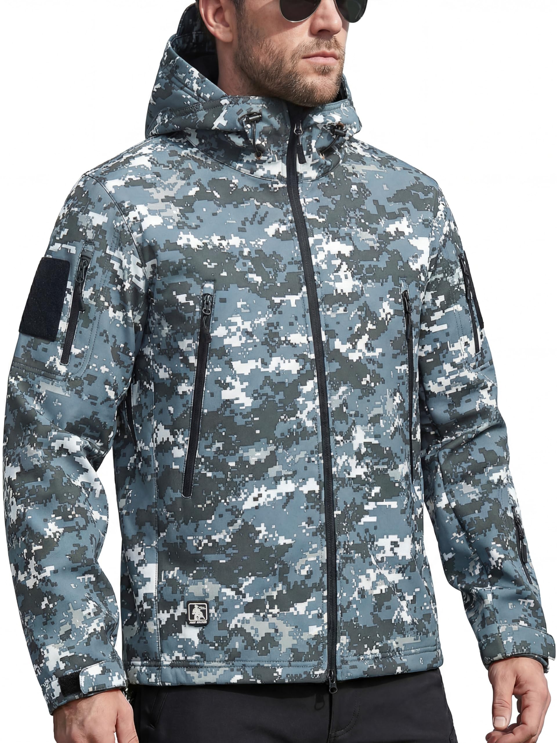 FREE SOLDIER Men's Outdoor Waterproof Soft Shell Hooded Military Tactical Jacket