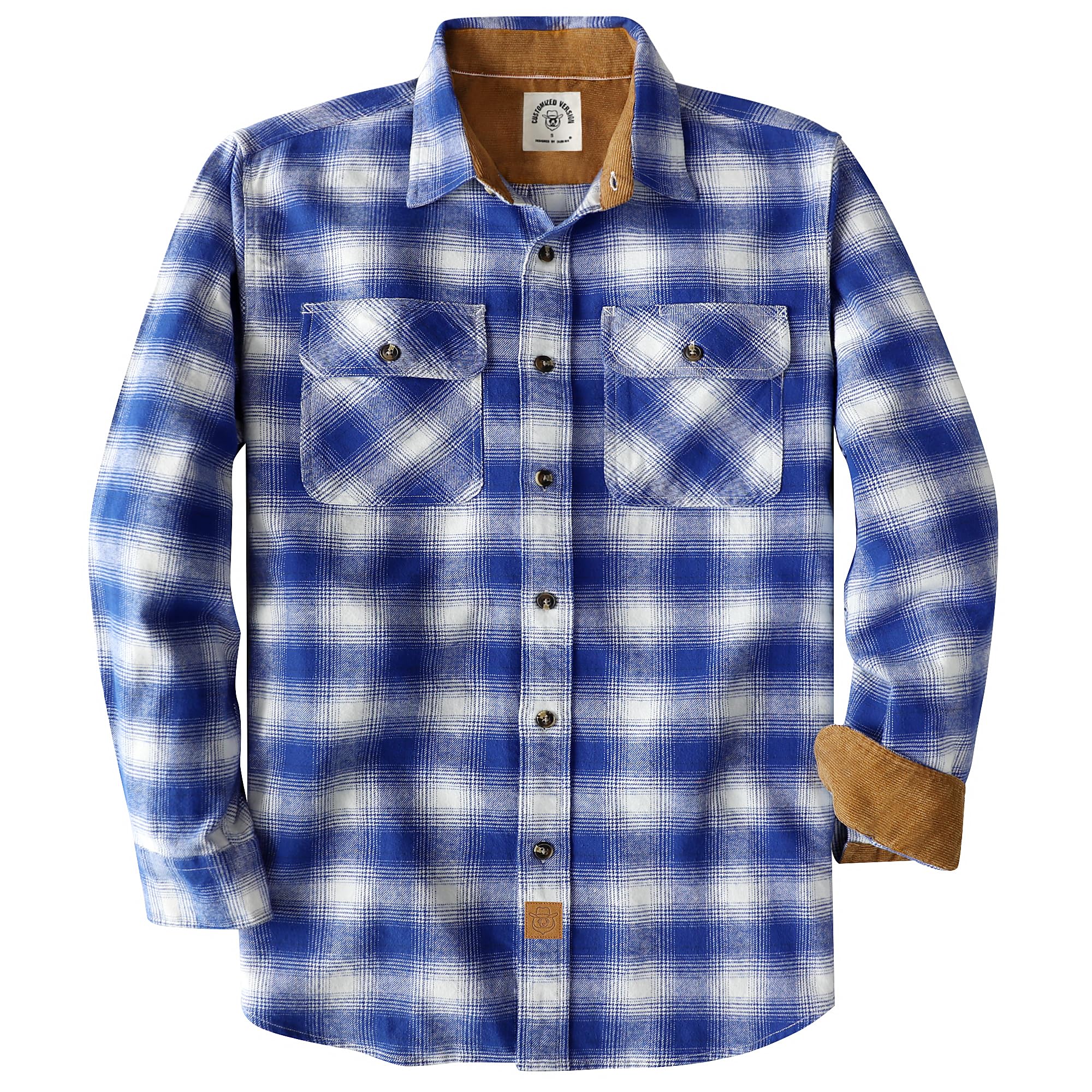 Dubinik® Mens Flannel Shirt Long Sleeve Button Down Plaid All Cotton Soft Brushed Flannel Shirt for Men Utility Casual Shirt