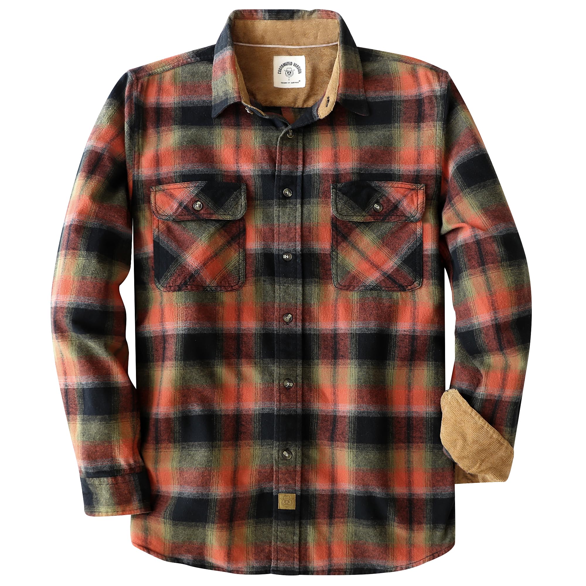 Dubinik® Mens Flannel Shirt Long Sleeve Button Down Plaid All Cotton Soft Brushed Flannel Shirt for Men Utility Casual Shirt