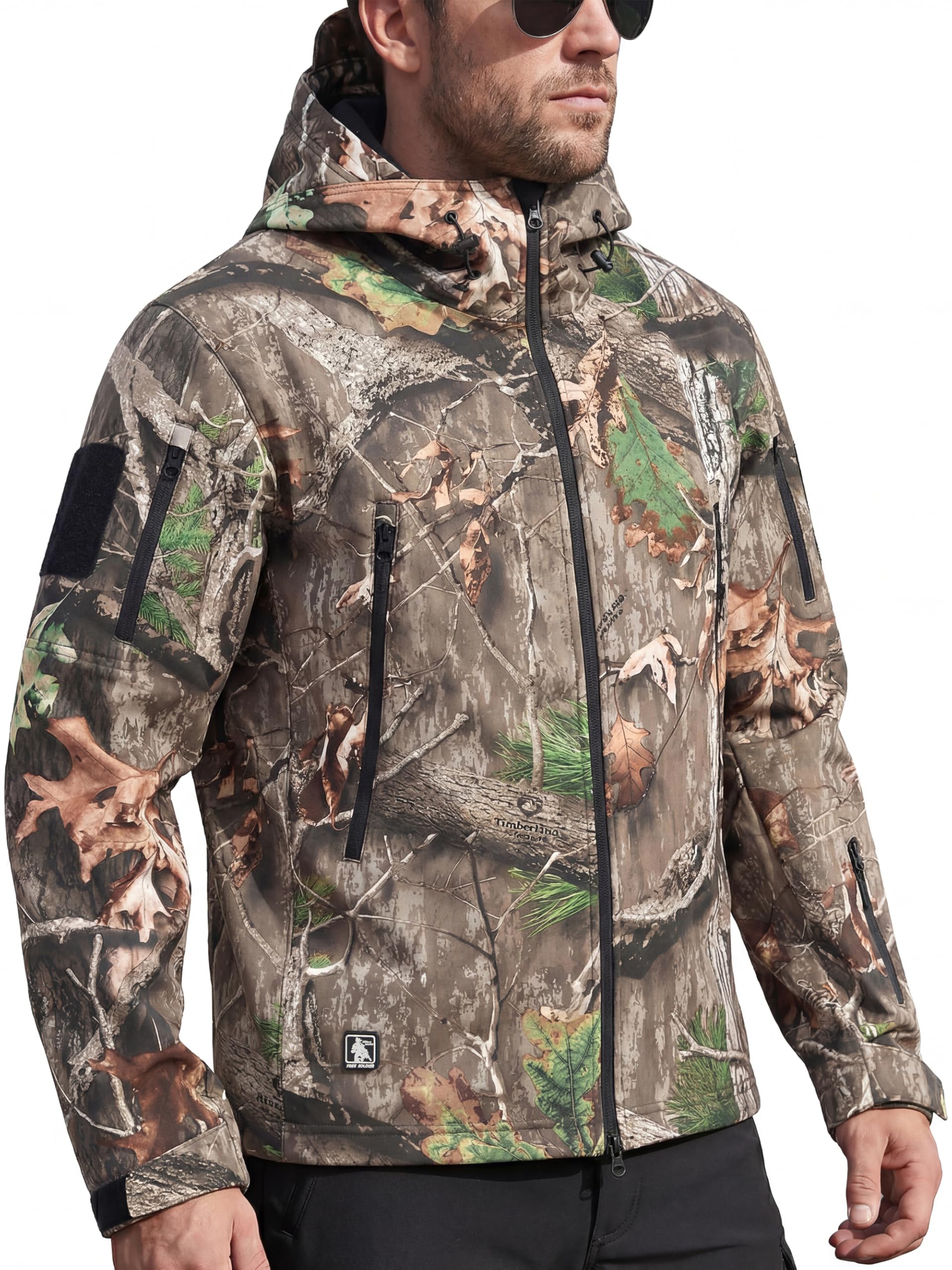 FREE SOLDIER Men's Outdoor Waterproof Soft Shell Hooded Military Tactical Jacket