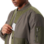 BASS OUTDOOR mens Hero Mix Media Zip Up Front Bomber Jacket With Sleeve Pocket Standard