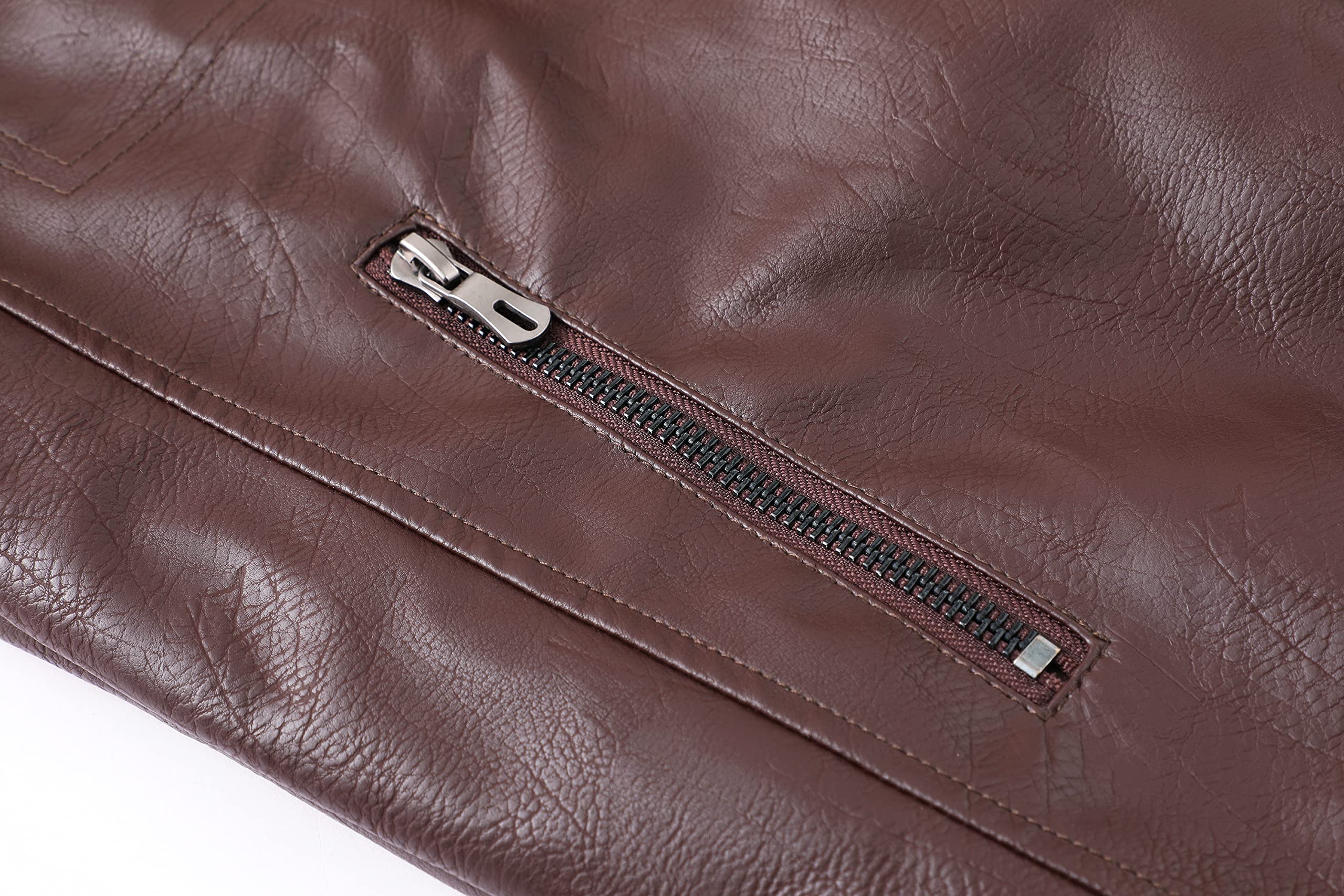 ZENTHACE Mens Full-Zip Faux Leather Hooded Motorcycle Jacket Outdoor Wear Coat